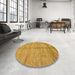 Round Machine Washable Abstract Sedona Brown Rug in a Office, wshabs194