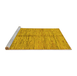 Sideview of Machine Washable Abstract Yellow Modern Rug, wshabs194yw