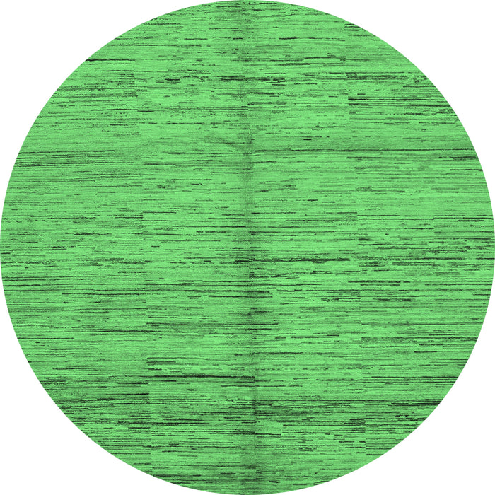 Round Machine Washable Abstract Emerald Green Modern Area Rugs, wshabs194emgrn
