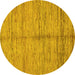 Round Abstract Yellow Modern Rug, abs194yw