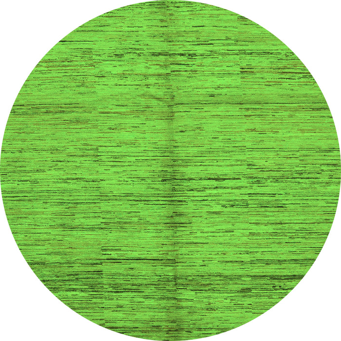 Round Machine Washable Abstract Green Modern Area Rugs, wshabs194grn