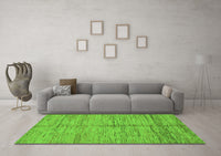 Machine Washable Abstract Green Modern Rug, wshabs194grn