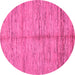 Round Machine Washable Abstract Pink Modern Rug, wshabs194pnk