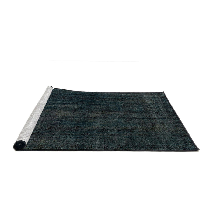 Sideview of Machine Washable Abstract Deep Teal Green Rug, wshabs1950