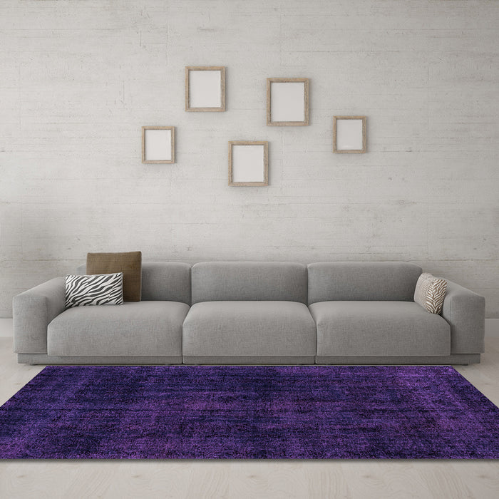 Machine Washable Abstract Purple Modern Area Rugs in a Living Room, wshabs1950pur