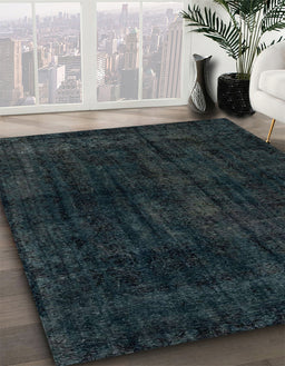 Machine Washable Abstract Deep Teal Green Rug in a Family Room, wshabs1950