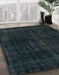 Machine Washable Abstract Deep Teal Green Rug in a Family Room, wshabs1950