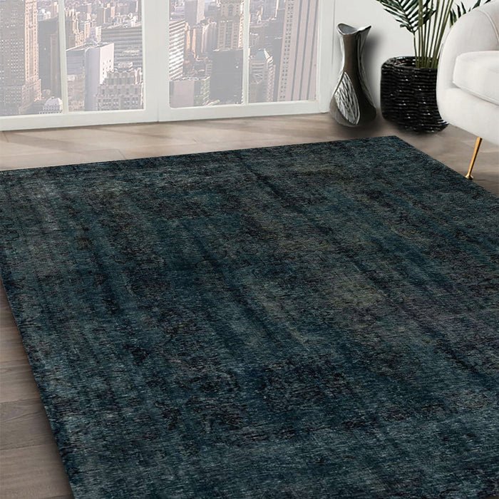 Machine Washable Abstract Deep Teal Green Rug in a Family Room, wshabs1950