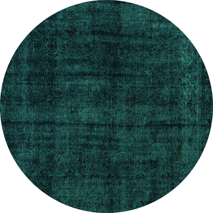 Round Machine Washable Abstract Turquoise Modern Area Rugs, wshabs1950turq