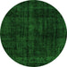 Round Abstract Green Modern Rug, abs1950grn