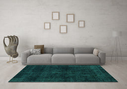 Machine Washable Abstract Turquoise Modern Area Rugs in a Living Room,, wshabs1950turq