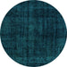 Round Machine Washable Abstract Light Blue Modern Rug, wshabs1950lblu