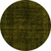 Round Abstract Yellow Modern Rug, abs1950yw