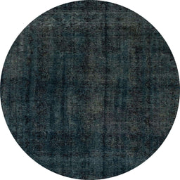 Round Abstract Deep Teal Green Modern Rug, abs1950