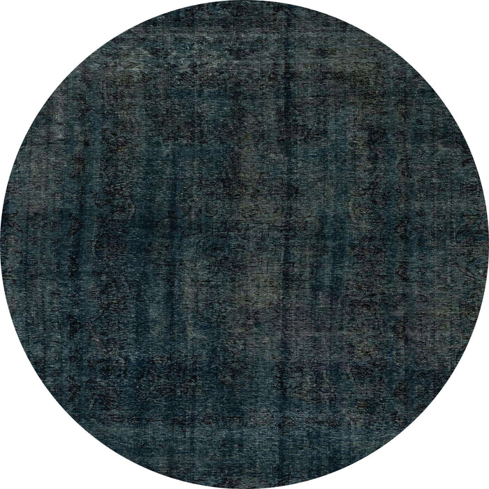 Round Abstract Deep Teal Green Modern Rug, abs1950