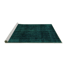 Sideview of Machine Washable Abstract Turquoise Modern Area Rugs, wshabs1950turq