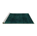 Sideview of Machine Washable Abstract Turquoise Modern Area Rugs, wshabs1950turq