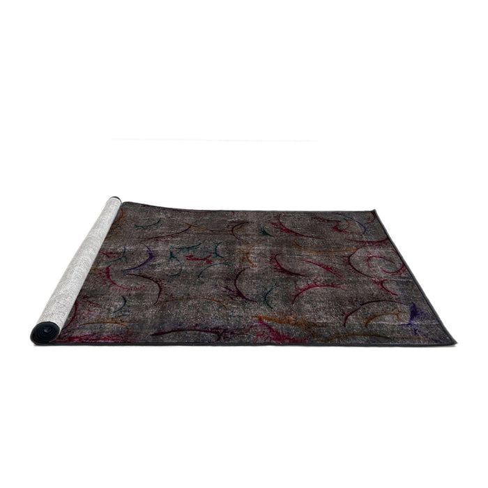 Sideview of Machine Washable Abstract Purple Rug, wshabs1951