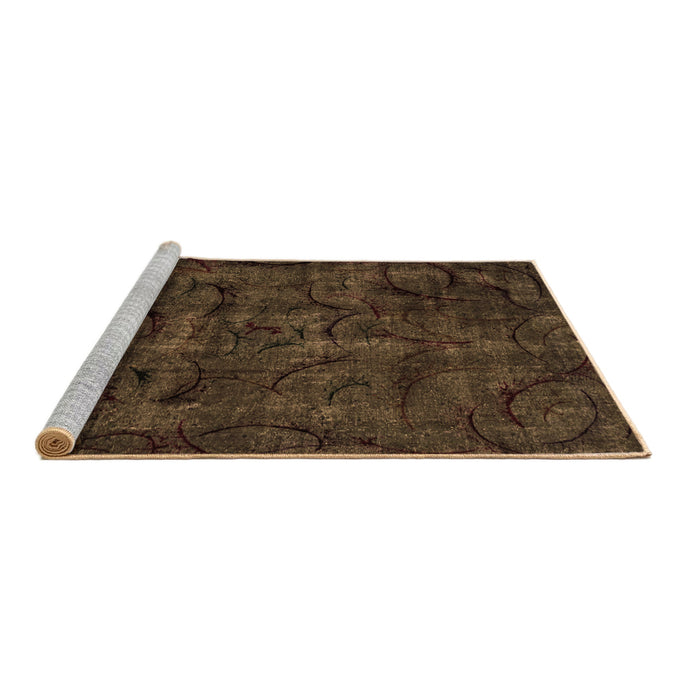 Sideview of Machine Washable Abstract Brown Modern Rug, wshabs1951brn
