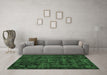 Machine Washable Abstract Emerald Green Modern Area Rugs in a Living Room,, wshabs1951emgrn