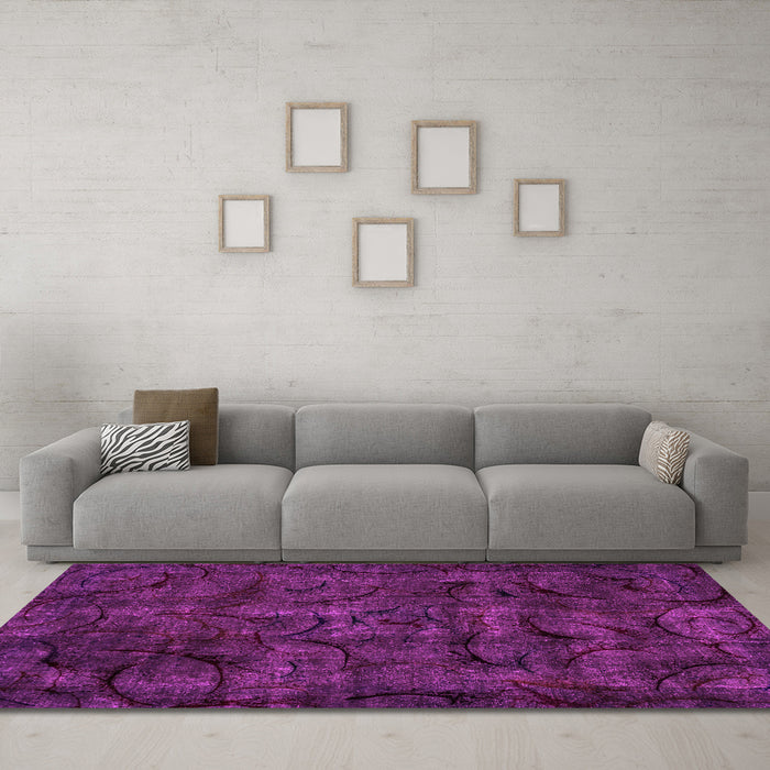 Machine Washable Abstract Pink Modern Rug in a Living Room, wshabs1951pnk