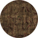 Round Abstract Brown Modern Rug, abs1951brn