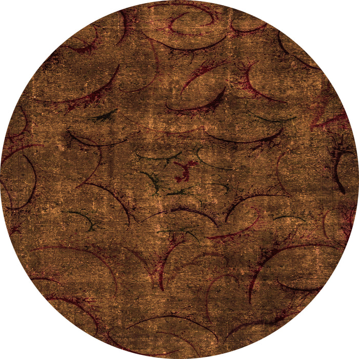 Round Abstract Orange Modern Rug, abs1951org