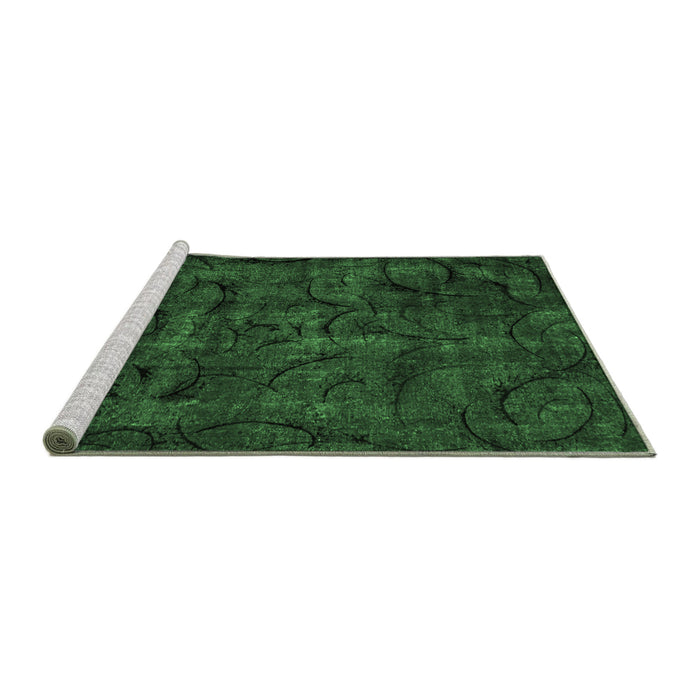 Sideview of Machine Washable Abstract Emerald Green Modern Area Rugs, wshabs1951emgrn