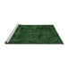 Sideview of Machine Washable Abstract Emerald Green Modern Area Rugs, wshabs1951emgrn