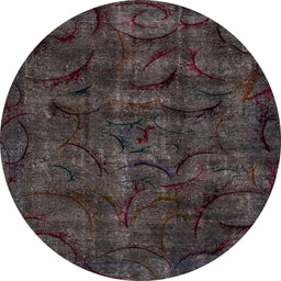 Round Abstract Purple Modern Rug, abs1951