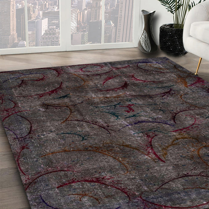 Machine Washable Abstract Purple Rug in a Family Room, wshabs1951
