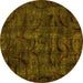 Round Machine Washable Abstract Yellow Modern Rug, wshabs1951yw