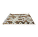 Sideview of Machine Washable Abstract Dark Gold Brown Rug, wshabs1952