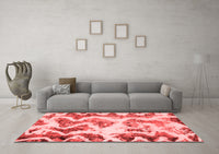 Machine Washable Abstract Red Modern Rug, wshabs1952red