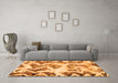 Machine Washable Abstract Orange Modern Area Rugs in a Living Room, wshabs1952org