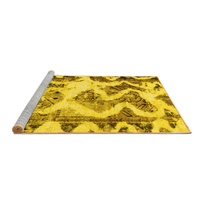 Sideview of Machine Washable Abstract Yellow Modern Rug, wshabs1952yw