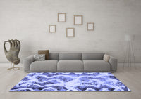 Machine Washable Abstract Blue Modern Rug, wshabs1952blu