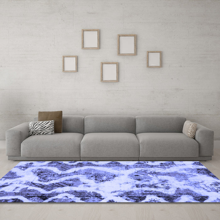 Machine Washable Abstract Blue Modern Rug in a Living Room, wshabs1952blu