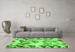 Machine Washable Abstract Green Modern Area Rugs in a Living Room,, wshabs1952grn