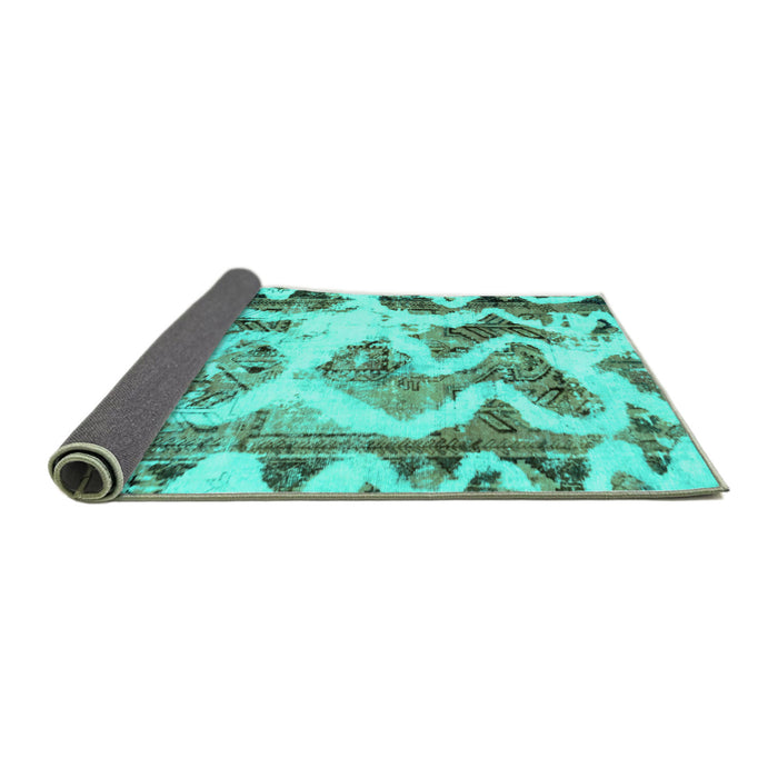 Sideview of Abstract Turquoise Modern Rug, abs1952turq