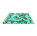 Sideview of Machine Washable Abstract Turquoise Modern Area Rugs, wshabs1952turq