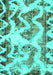 Machine Washable Abstract Turquoise Modern Area Rugs, wshabs1952turq