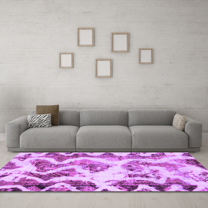 Machine Washable Abstract Purple Modern Area Rugs in a Living Room, wshabs1952pur