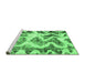 Sideview of Machine Washable Abstract Emerald Green Modern Area Rugs, wshabs1952emgrn