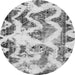 Round Machine Washable Abstract Gray Modern Rug, wshabs1952gry