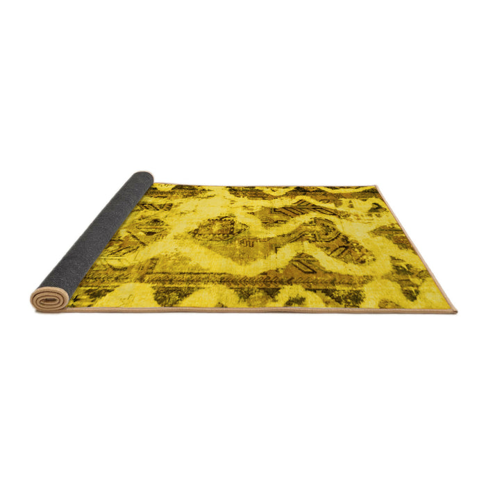 Sideview of Abstract Yellow Modern Rug, abs1952yw