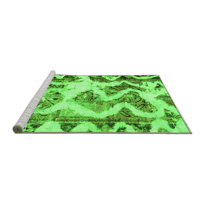 Sideview of Machine Washable Abstract Green Modern Area Rugs, wshabs1952grn