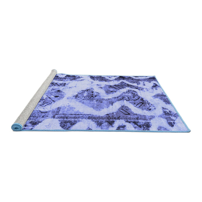 Sideview of Machine Washable Abstract Blue Modern Rug, wshabs1952blu