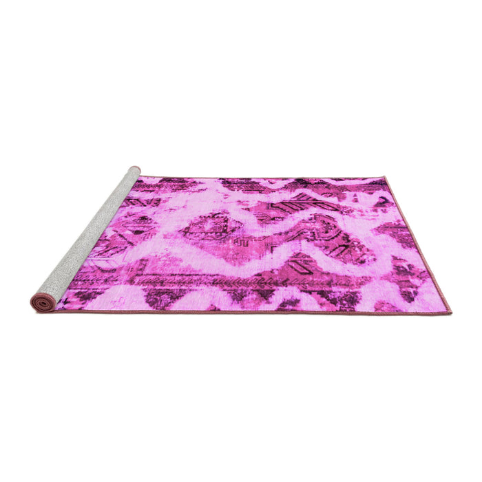 Sideview of Machine Washable Abstract Pink Modern Rug, wshabs1952pnk