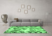 Machine Washable Abstract Emerald Green Modern Area Rugs in a Living Room,, wshabs1952emgrn